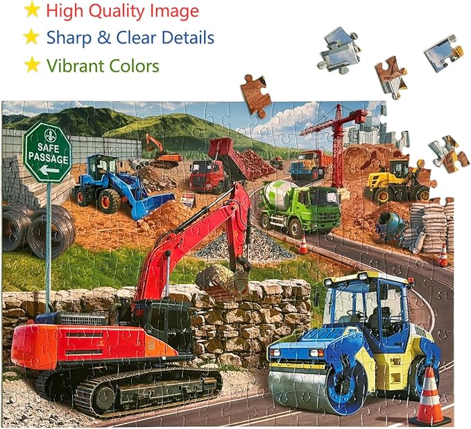 200 Piece Jigsaw Puzzle for Teens and Kids Family Happy Game Time Construction Crew