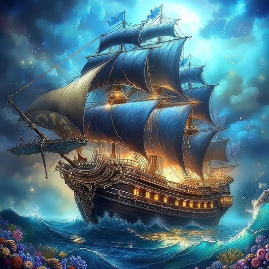 1000 Pieces Jigsaw Puzzles for Adults, Pirate Ship Ocean Adventure Puzzle with Letters on Back, 22.8×22.8 Inch Hard Difficult Challenging Adult Puzzle for Gift & Home Decor