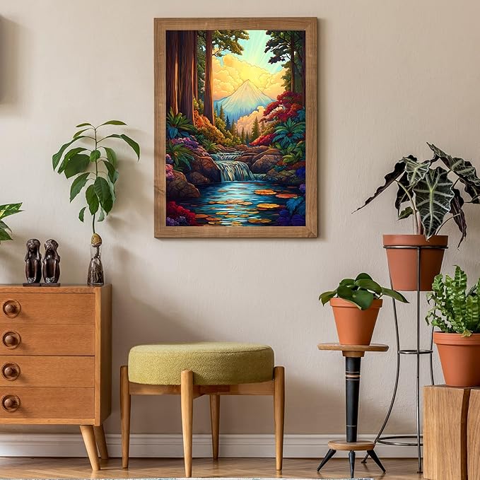 Puzzles for Adults 500 Pieces, Stained Glass Jigsaw Puzzles 500 Pieces - Forest of Wonder, Landscape Impossible Puzzle, Finished Size 20.47 * 14.96”, with 1:1 Poster, Letter on The Back