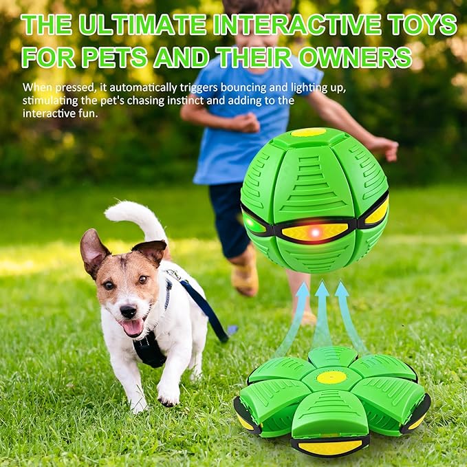 Magic Bouncing Ball 6-Light Dual Form – Pop up, Meta Ball Metaball Transforming Design – Flying Saucer Bouncy – Interactive Bouncing Balls for Parent-Child Interaction – Gift Pack –Green