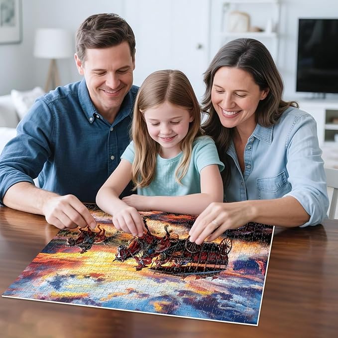 500 Piece Puzzles for Adults, Wild Horses Jigsaw Puzzles 500 Pieces, Beautiful Sunset Sky Jigsaw Puzzles, Challenging Puzzle Home Decor Birthday Party Gift for Adults Seniors Age 14+