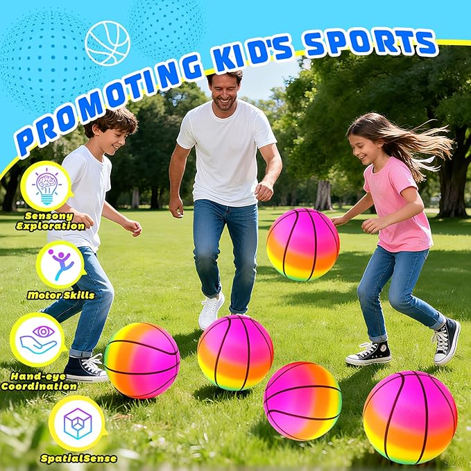 Mini Toy Basketballs Set - 8" Small Balls with Pump, Over The Door Mini Hoop Replacements, Indoor Basketball Toy for Toddlers, Kids, Teenagers, Pool, Yard, Outdoors 5 Pack