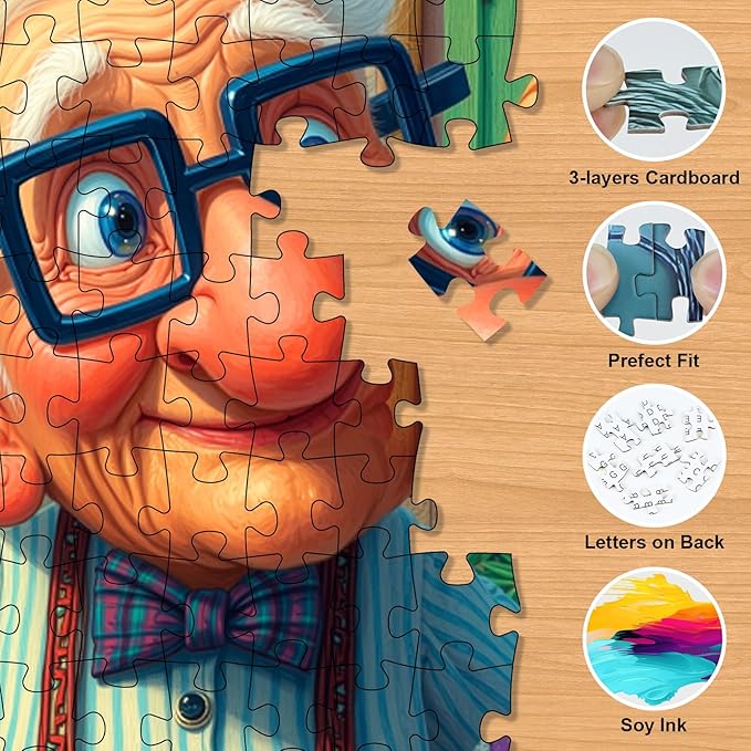 Grandma Kiss Grandpa Paper Puzzles for Adults 500 Pieces - Elderly Couple Love Jigsaw Puzzles, Grandparents Commemorative Puzzle, Challenging Valentine Day Old People Puzzle for Couples Date Night