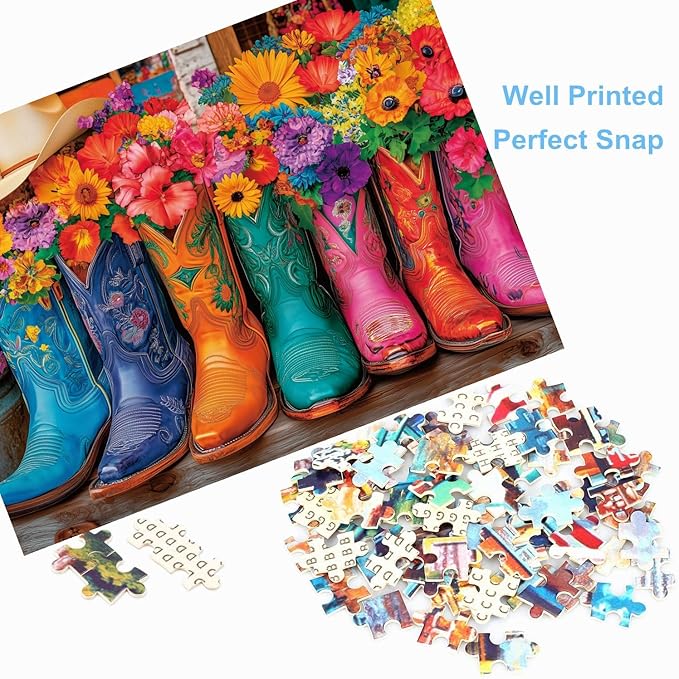 500 Piece Puzzles for Adults Colorful Boots & Hat 20.5 x 15 Inch 500 Piece Jigsaw Puzzles for Adults Educational Challenge