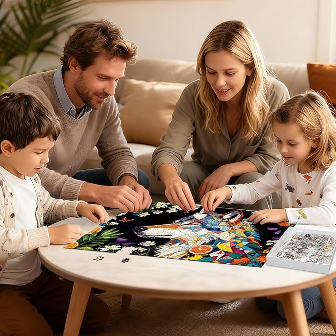 Puzzles for Adults 1000 Piece Jigsaw Puzzles with Letters on Back Wolf Puzzle Fun Gift Impossible Puzzle No Dust Family Decoration(27.56x19.7 Inch)