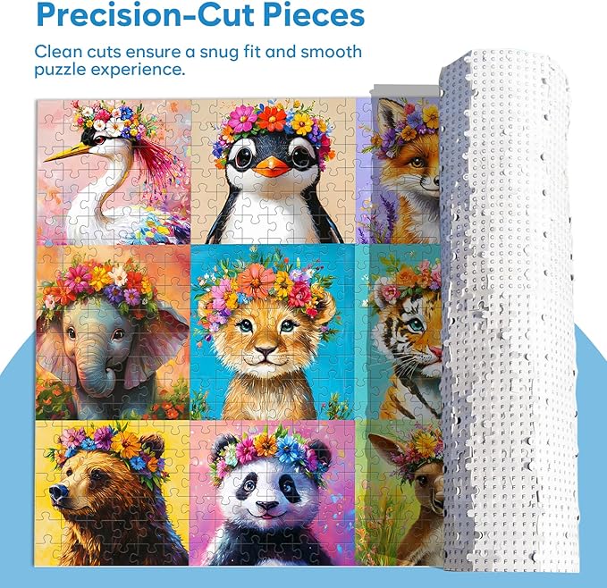 3 Pack 500 Piece Puzzles for Adults, Beautiful Wild Animals Jigsaw Puzzle for Teens Seniors, Recycled Cardboard Donut Dogs Puzzle 500 Piece, Family Activity Great Gift for Friends 20.5 * 15 inch
