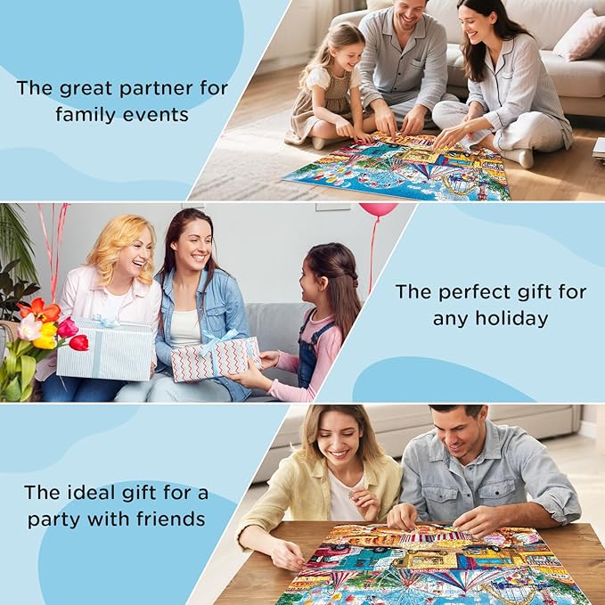 500 Pieces Puzzles for Adults, Amusement Park Jigsaw Puzzle for Adults Children Elderly, Recycled Paper Puzzle 500 Pieces, Challenging Activity Game Gift for Family Friends Men Women Seniors 21x15 in