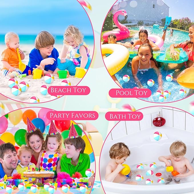 Jerify 48pcs Mini Beach Stress Balls 2.5 Inch PU Foam Relief Stress Squeeze Ball Beach Party Favors Small Summer Pool Relief Toys for Kids Birthday Hawaiian Luau Party Pool Water Games(Vivid Color)