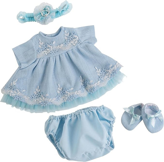 EKOKIZ Reborn Baby Dolls Clothes Girl Blue Baby Doll Clothes 17-20 Inches Doll Outfits and Accessories for Newborn Girl