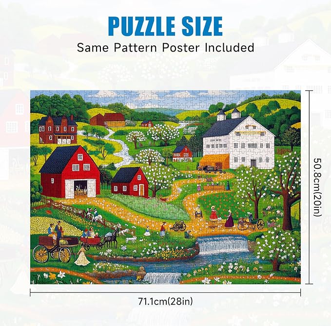 1000 Piece Puzzle for Adults, Spring Farm Puzzles for Adults 1000 Piece, Landscape Jigsaw Puzzle 1000 Pieces, Jigsaw Puzzles with Exquisite Box 28x20IN