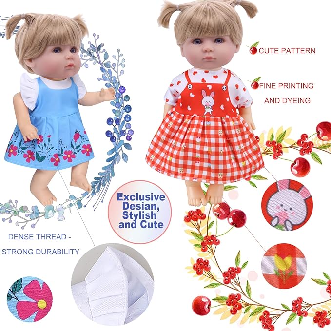 Alive Doll Clothes & Accessories - Baby Doll Dresses, 6 Sets for 12-13" in Inch Girl Dolls