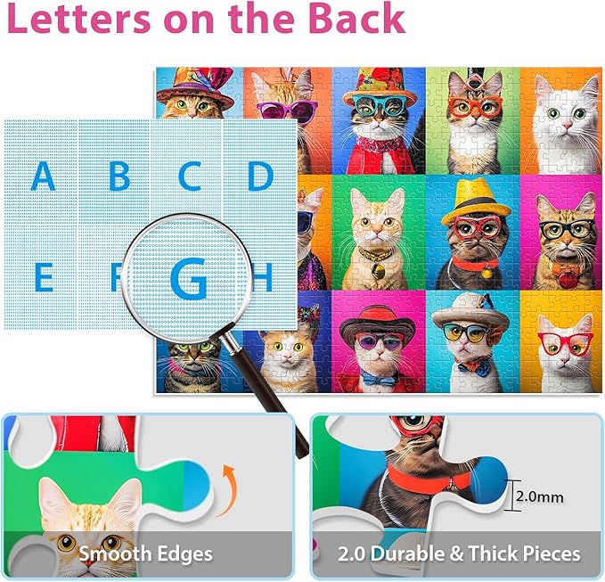 500 Piece Puzzles for Adults, Cats Jigsaw Puzzle for Adults Seniors, Recycled Cardboard Puzzle 500 Piece, Family Activity Great Gift for Family Friends 20.5 * 15 inch