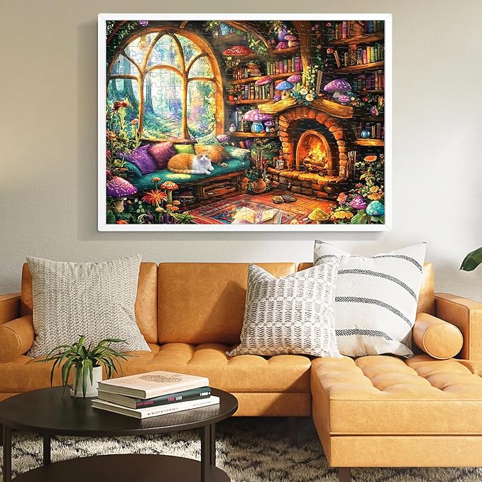 300 Pieces Puzzle for Adults,Winter Warm Mushroom House Puzzles for Adults Teens,Large Pieces Puzzles for Kids Ages 8-12,Challenging 300 Pieces Puzzle for Family,Great Gift for All Ages,20.5 x 15 in