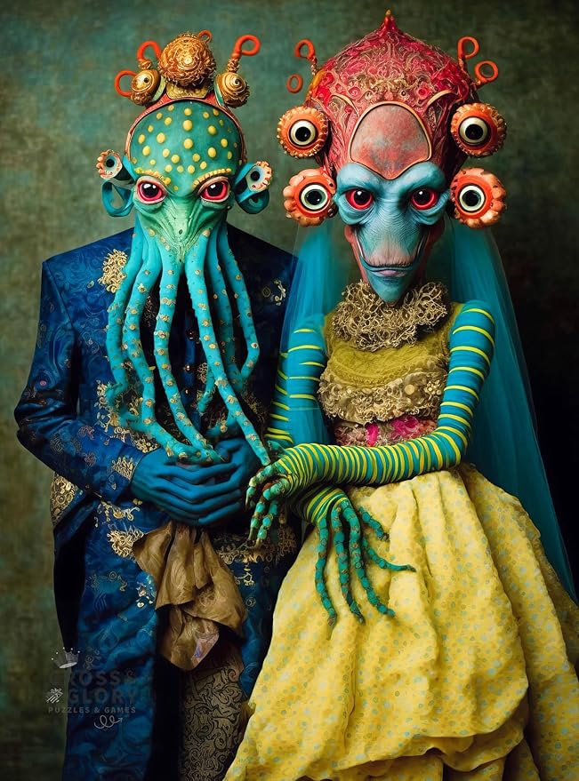 Cross & Glory - Meet The Aliens: Xantara and Nykara - 1000 Piece Jigsaw Puzzle | Unique Alien Couple Artwork | Satin Finish