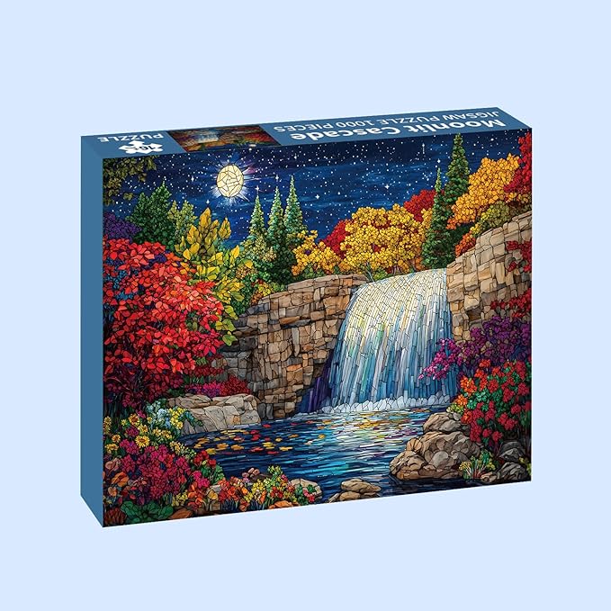 Stained Glass Puzzles for Adults 1000 Pieces, Forest Landscape Jigsaw Puzzles, Nature Difficult Challenging Jigsaw Puzzles, Finished Size 27.56 * 19.69", with 1:1 Poster, Letter on The Back