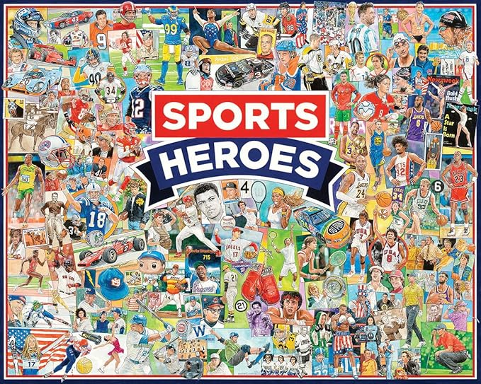 White Mountain 1000 Piece Jigsaw Puzzle Iconic Athletes Collage Puzzles with Large Pieces for Adults and Family 24"x30" - Sports Heroes