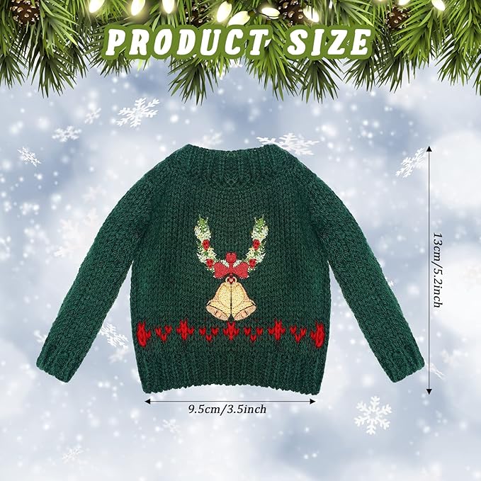 Chalyna 6 Pcs Christmas Doll Clothes Christmas Accessories Outfit Small Sweater Knitted Clothing Xmas Accessory Santa Clothing Accessories Clothes, Doll is Not Included(Adorable)