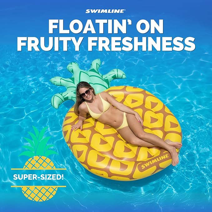 Swimline Pineapple Jumbo Floating Pool Island Yellow/Green 88x50''