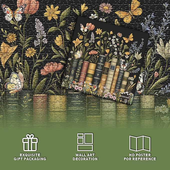 Wildflowers Puzzles for Adults 1000 Pieces, PICKFORU Wildflower Pages Jigsaw Puzzle, Vintage Book Puzzles for Book Lover, Plant Floral Flowers Puzzle as Home Decor