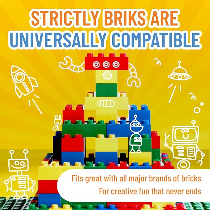 Strictly Briks Building Toy Big Blocks - Compatible with Lego Duplo Set for Toddlers & Kids Creative Play & Learning, 108 Set/Basic Colors