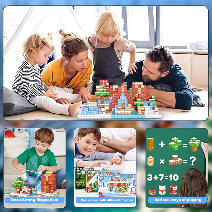 150PCS Magnetic Building Blocks 0.8in Strong Magnet Construction Toys for Kids, 3D Creative World Building Set, STEM Educational Toy for Boys & Girls Ages 3+