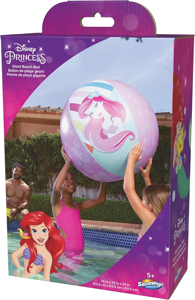 Swimways Disney Princess Ariel Giant Beach Ball, Kids Beach Toys & Pool Accessories, Little Mermaid Toys for Kids Aged 5 & Up
