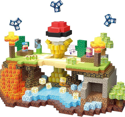 200PC Magnetic Building Blocks Set, 1 inch Light Up Magnetic Blocks for Boys Girls Ages 3 4-8, Magnet Cubes Montessori Sensory Stacking Toys Construction Toys Birthday Present