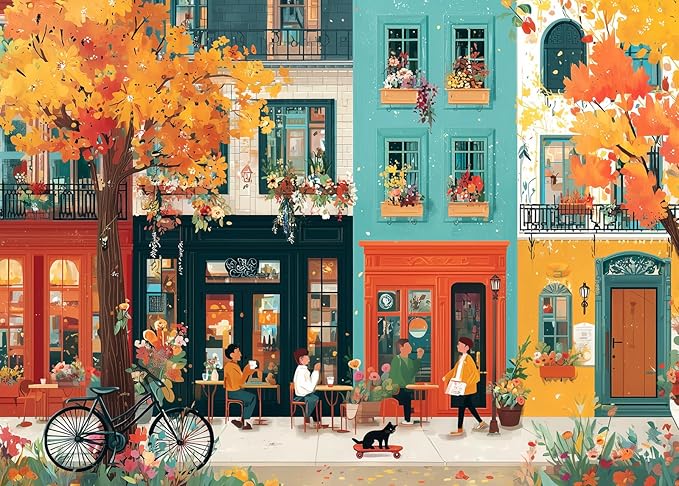 500 Piece Puzzle for Adults – Colorful Streets Jigsaw Puzzle 500 Pieces for Adults – Interlock Perfectly Letter on Back No Dust, Home Decor Birthday Party Gift Toy for Men Women Elders Seniors
