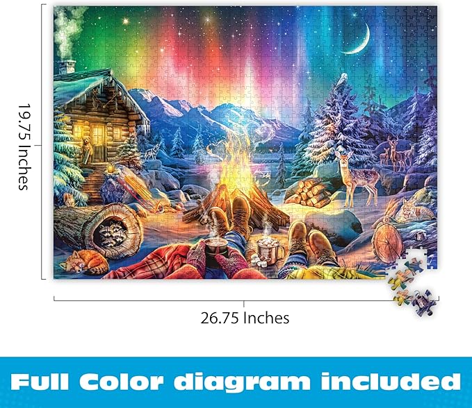 Buffalo Games - Lars Stewart - Winter's Night Bonfire - 1000 Piece Jigsaw Puzzle - Colorful, Holiday Puzzles for Adults – Precision-Cut Pieces, Seasonal Artwork, and Hours of Relaxing Fun