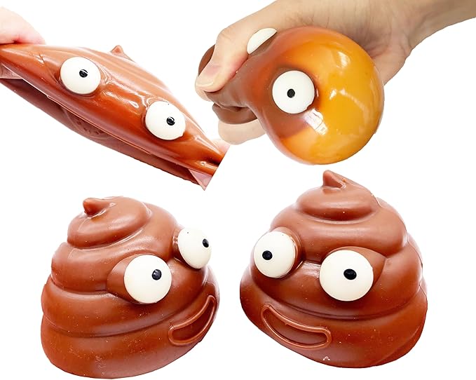LBKKC Easter Basket Stuffers Poop Stress Ball,2 Pack Creative Squishy Squeeze Toy Funny Relief Stress Gag Gifts Toys for Kids, Practical Joke Party Favor Gifts