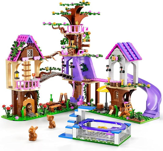 2025 Upgraded Treehouse Building Blocks Toy for Girls, 809PCS Forest Girl Tree House Building Set, Adventure Camp Set with Animals and Pool, Birthday Gifts for Kids Girls Boys Age 8 9 10 11 12+