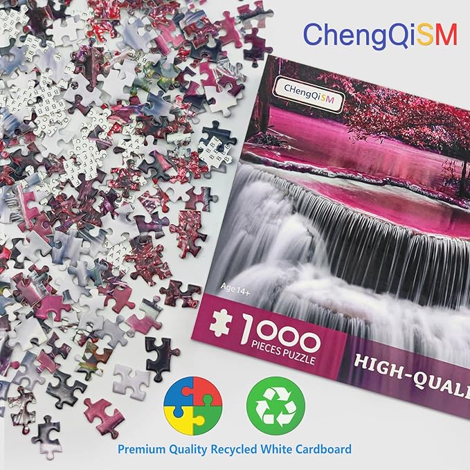 1000 Piece Puzzle for Adults, Mountain Waterfall Jigsaw Puzzles 1000 Pieces with Letters on Back, Impossible Hard Puzzles for Adults Seniors Teens Challenging Gift, Finished Size 27.6 x 19.7 inches