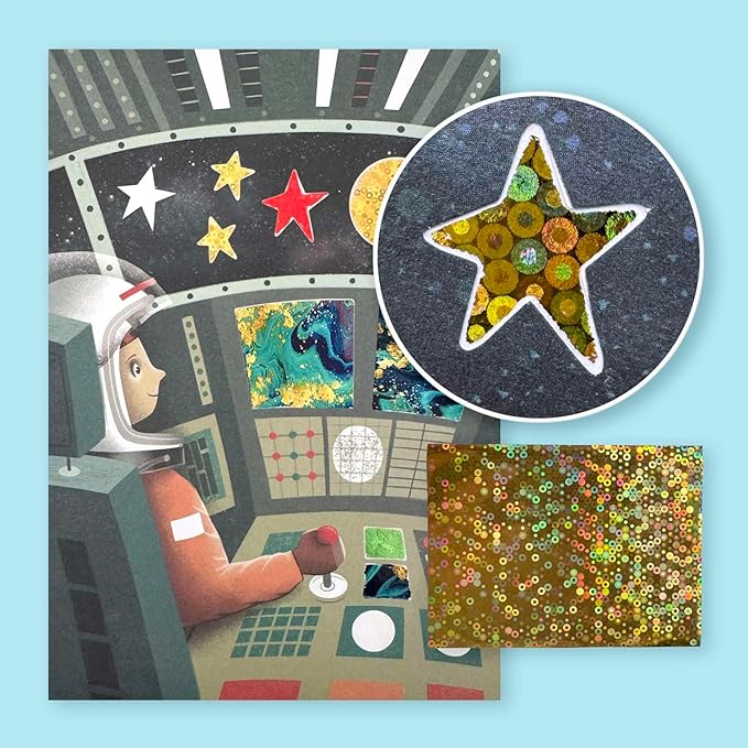 Tiger Tribe Foil Art Kit - Space Adventures DIY Craft Set for Kids, Includes Foil Sheets and Art Cards for Creative Fun