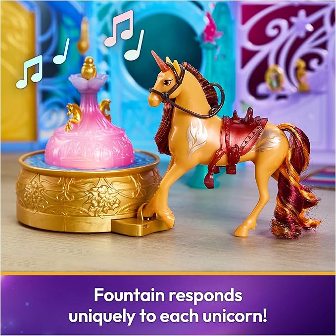 Unicorn Academy, Starglow Fountain & Stable Playset with Wildstar, Lights & Sounds, 24 Accessories, Dolls & Unicorn Toys for Girls Ages 4 and up