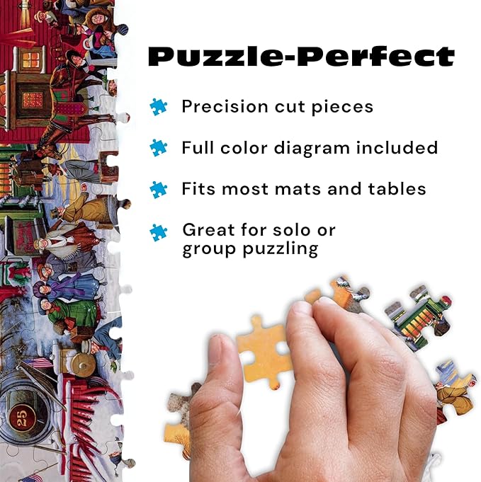 Buffalo Games – Charles Wysocki - Whistle Stop Christmas- 1000 Piece Holiday Jigsaw Puzzle - Festive Puzzles for Adults – Precision-Cut Pieces, Winter Artwork, Hours of Relaxing Fun