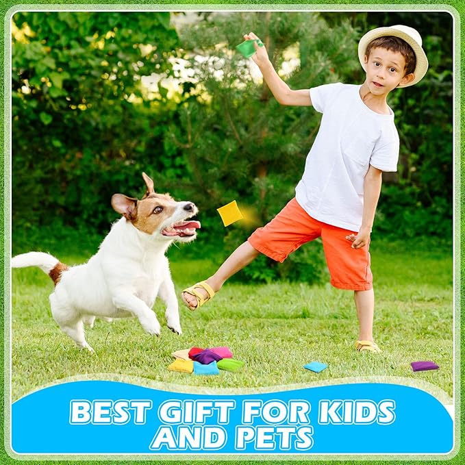 32 Pack Bean Bags Toss for Kids Cornhole Bean Bags Colorful Bean Bags for Tossing Canvas Toss Bags Hand Toy Toss Games Weights for Outdoor Yard Games, Assorted Colors (Fresh Colors,3.15 x 3.15 Inch)