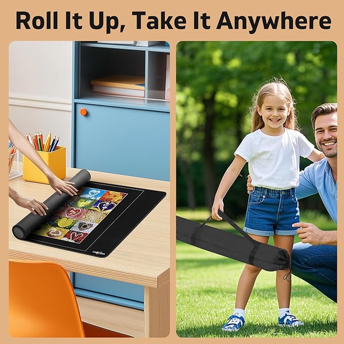 1500 Rubber Puzzle Mat – Create, Sort & Store with a Smooth Black Non-Slip Surface and 4 Trays for Endless Puzzle Fun