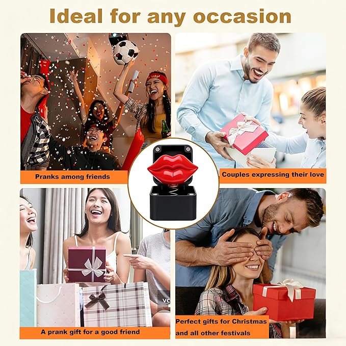 CXY Red Lips in a Box - 3D Printed Funny Prank Gift Box, White Elephant Gifts for Adults, Novelty Lip Gifts for Parties and Office Pranks-A1