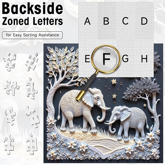 1000 Piece Jigsaw Puzzle for Adults, 3D Elephants and Calves in the Magical Forest, Moon and Stars Nature Scene, 22.8x22.8 Inch Premium Puzzle, Precision Cut for Relaxation & Home Décor