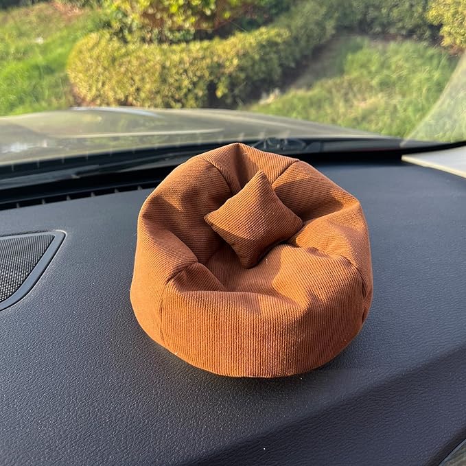 Doll Car Seat Compatible with Labubu, Handmade Bean Bag Chair for 5.9-6.7 inch Doll, Anti-Slip Bottom, Cute Doll Accessories for Display, Fans&Collectors Gifts, Durable Corduroy Fabric (Coffee)