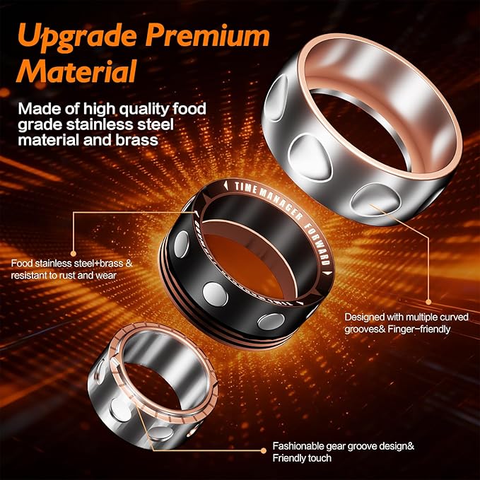 Upgraded Fidget Spinner for Stress Relief Magnetic Fidget Ring Toy with Mechanical Sound Sensory Stress Toys Anxiety EDC Relief Slider Tool Figette for Adults & Teens,Kids,Grey