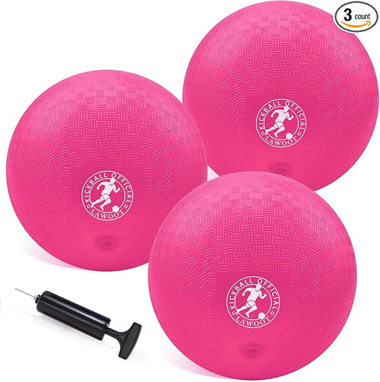 10 Inch Kickball Playground Ball Dodgeball Balls 4 Square Balls, Pack of 3, Dodge Balls for Kids, Kickballs Handball for Indoor Outdoor Games, Includes Pump