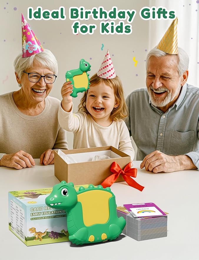 Portuguese and English Talking Flash Cards for Kids, 510 Sight Words Bilingual Learning Toys for Toddlers, Brazilian Portuguese Alphabet Flashcards Pocket Speech Therapy Toys, Dinosaur Shaped