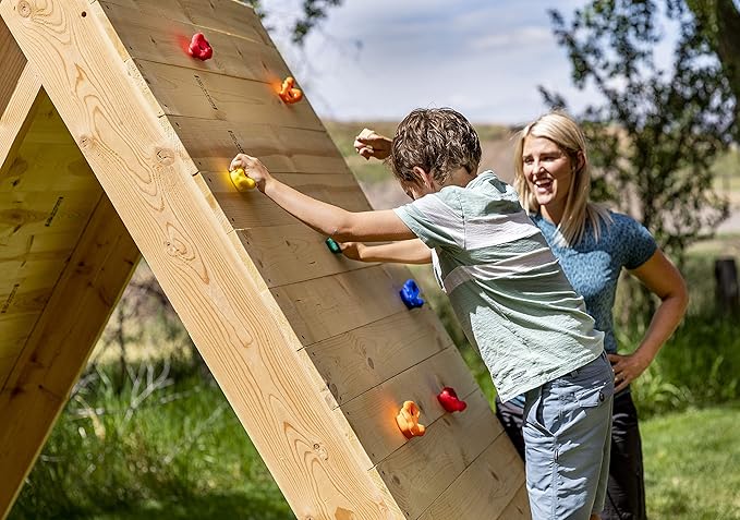 Squirrel Products Rock Climbing Holds for Kids, Deluxe Extra Large Climbing Rocks with Mounting Hardware - DIY Rock Wall Indoor & Outdoor Playground Accessories Wall Climbing Kit - Ages 3+