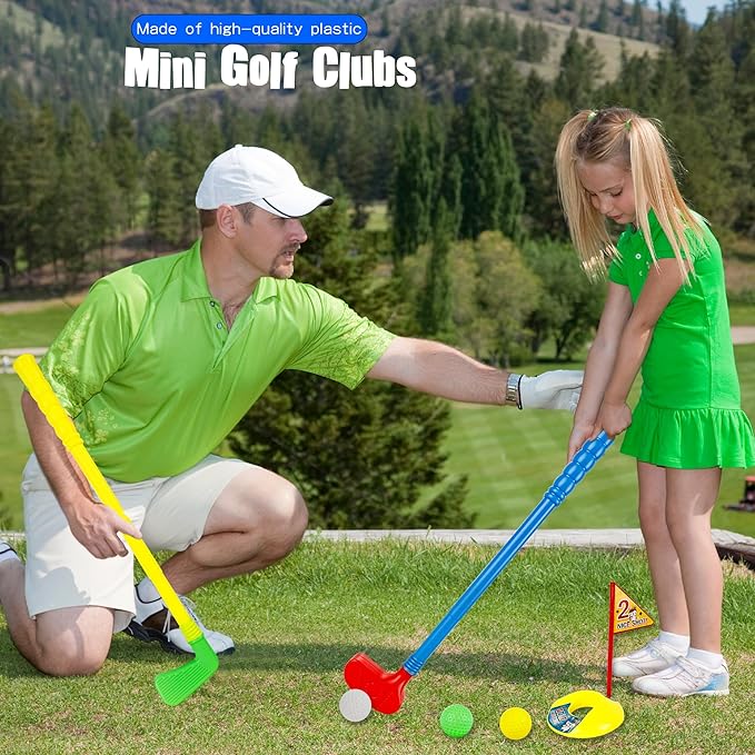 20 Pcs Kids Plastic Mini Golf Plastic Golf Clubs Toddler Golf Set for Toddlers Outdoor Indoor Educational Golf Birthday Christmas Party Gifts, 3 Colors