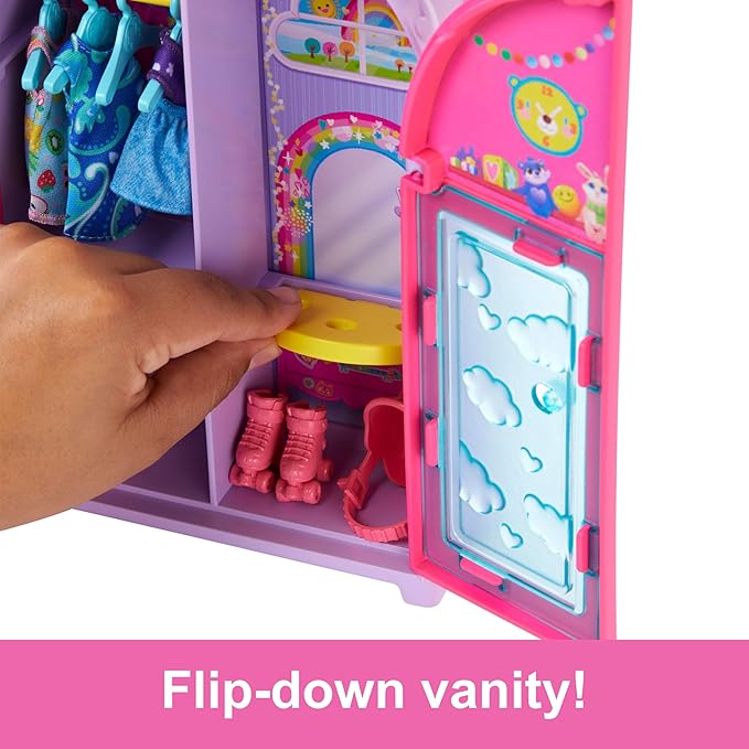 Barbie Chelsea Doll & Closet Toy Playset with 15 Pieces Clothes & Accessories Included, Foldable Set for On-The-Go Play & Storage