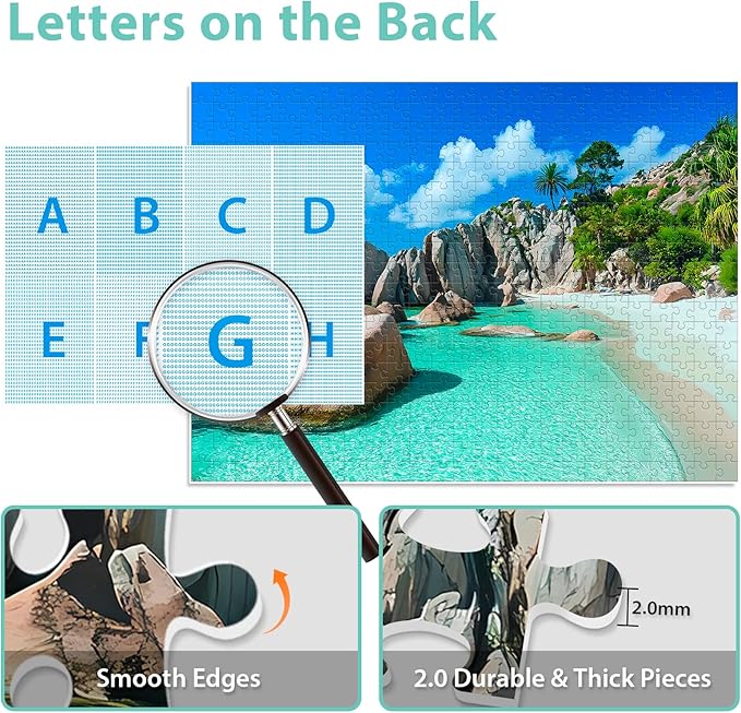 500 Piece Puzzles for Adults, Beach Jigsaw Puzzle for Adult Seniors, Recycled Cardboard Landscape Puzzle 500 Pieces, Challenging Puzzles Family Activity Game Nights Gift for Friends 20.5 * 15IN