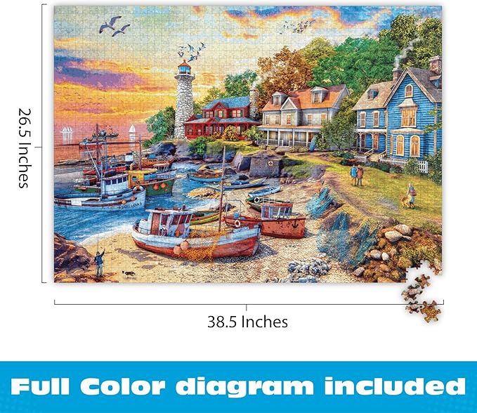 Buffalo Games - American Harbor Town by Dominic Davison 2000 Piece Jigsaw Puzzle for Adults - Challenging Puzzle Perfect for Game Nights - Finished Size is 38.5 x 26.5 – Precision-Cut Pieces