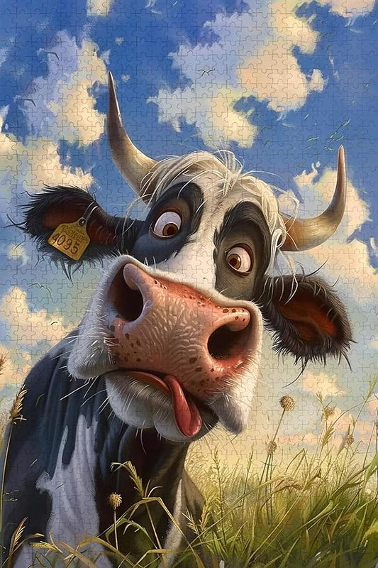 1000 Pieces Jigsaw Puzzle for Adults,Farmhouse Cow Wood Jigsaw Puzzle,Brain Challenge Educational Game Relaxation Family Activity Pastime Entertainment Activity Decorative Puzzle