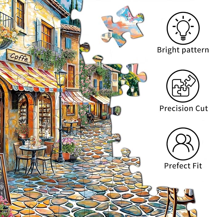 1000 Piece Puzzle for Adults, Jigsaw Puzzle 1000 Pieces for Adults, Challenging Family Games Holiday Party Gifts -1:1 Poster Interlock Perfectly Letter on Back-Coastal Town